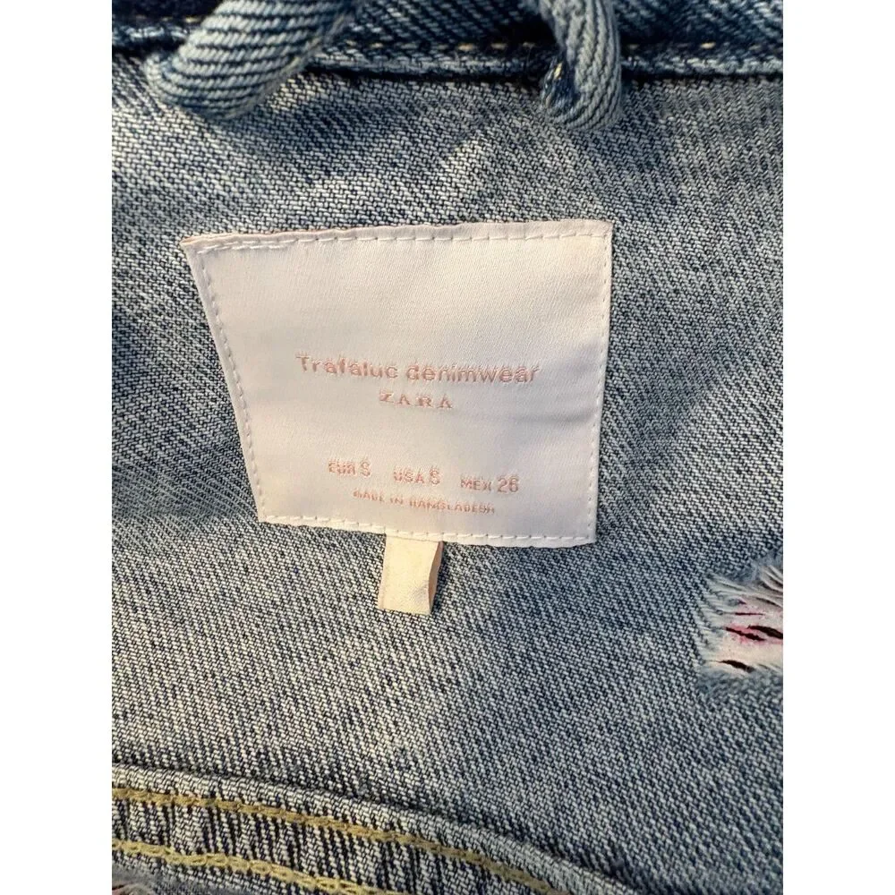 Zara TRF X Ricardo Cavolo Collab Painted Jacket Denim Oversized Distressed - Picture 3 of 4